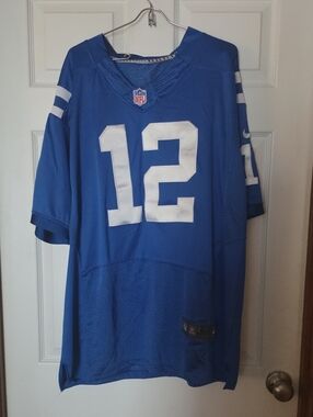 LUCK NFL Men's Royal Blue #12 Football Jersey with White Numbers